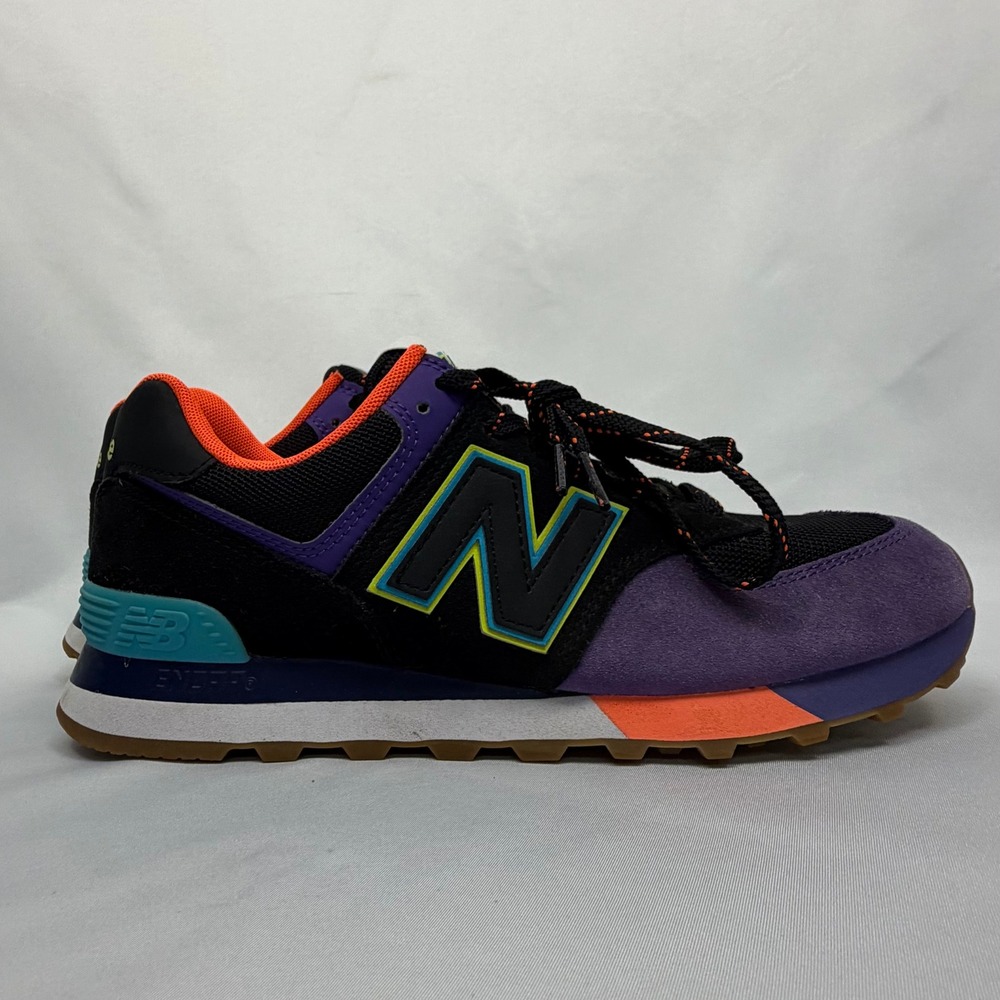 New Balance 574 Mens Sneakers Purple Black Orange Teal ML574HA2 Retro Low Top - Picture 8 of 10